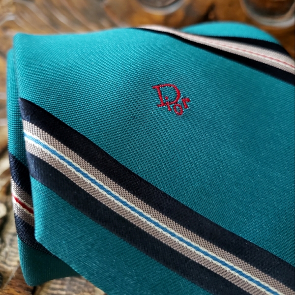 Dior Other - ⭐DIOR | Vintage Green Logo Striped Tie Spring Wedding Easter Graduation Party
